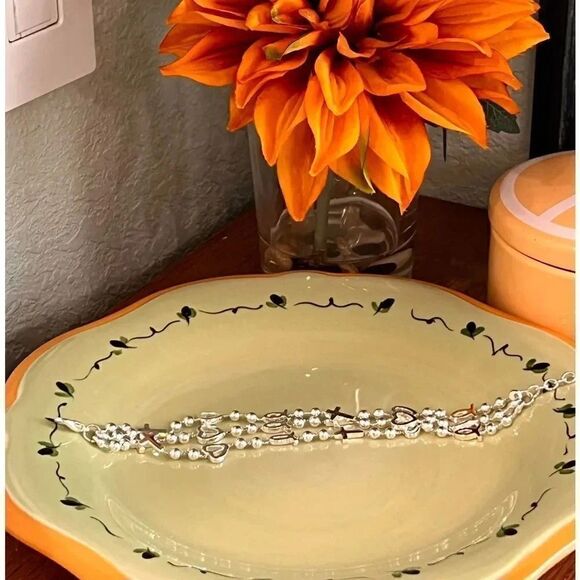 NWOT # Strand Silver Crosses & Hearts Bracelet #JW7 - Picture 2 of 9